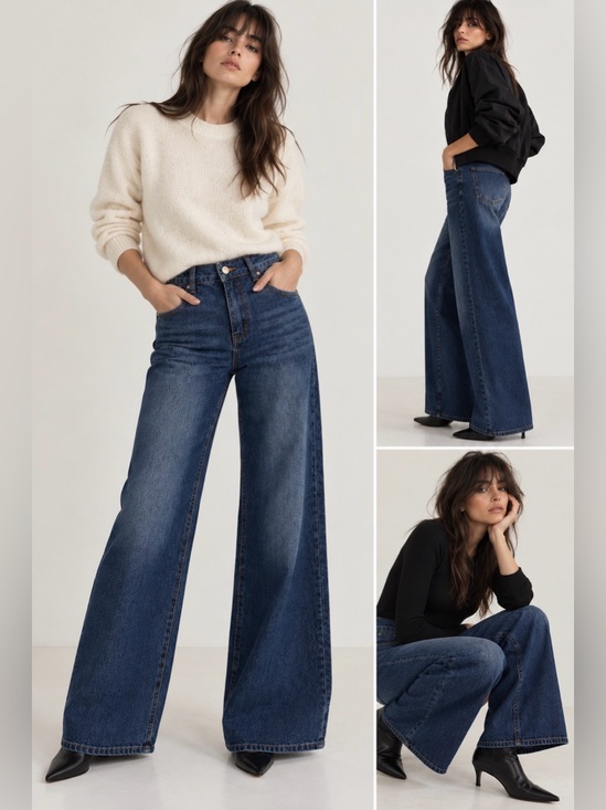 gaiety jeans Denim - NWOT Gaiety Dark Wash Mid Rise Wide Leg Stretch Jeans Size M